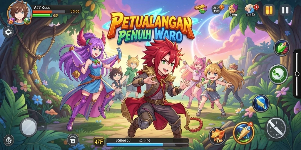 Tampilan gameplay menarik dengan karakter Anime penuh warna.