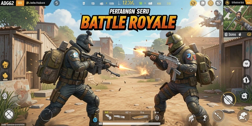Screenshot gameplay ADG62 menunjukkan pertempuran intens di arena.