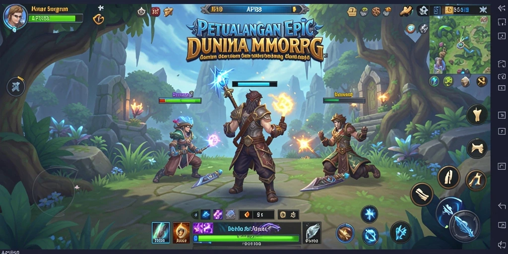 Tangkapan layar menunjukkan pertempuran seru dalam game MMORPG.