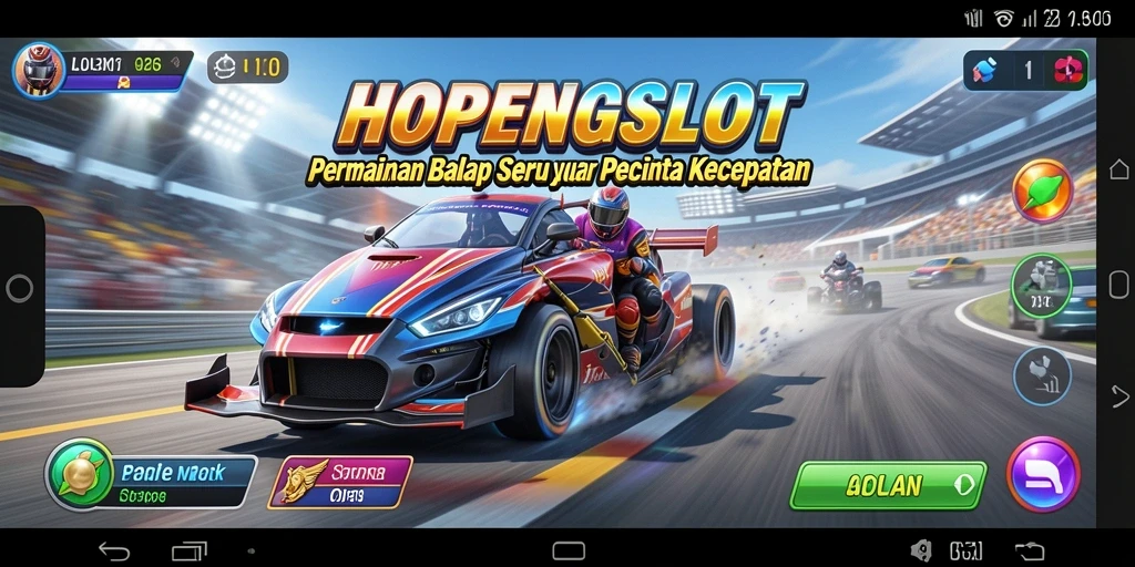 Tampilan menarik dari gameplay HOPENGSLOT dengan aksi balapan kencang.