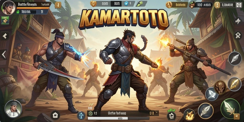 Screenshot gameplay KAMARTOTO menampilkan pertempuran intens dan strategi unik.