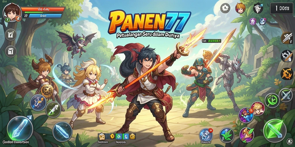 Tampilan menakjubkan dari gameplay <strong>PANEN77</strong> yang penuh warna dan karakter anime.