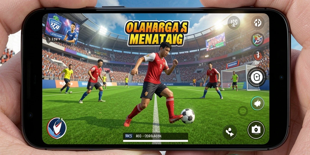 Screenshot dari gameplay RK55 yang menampilkan aksi olahraga mendebarkan.